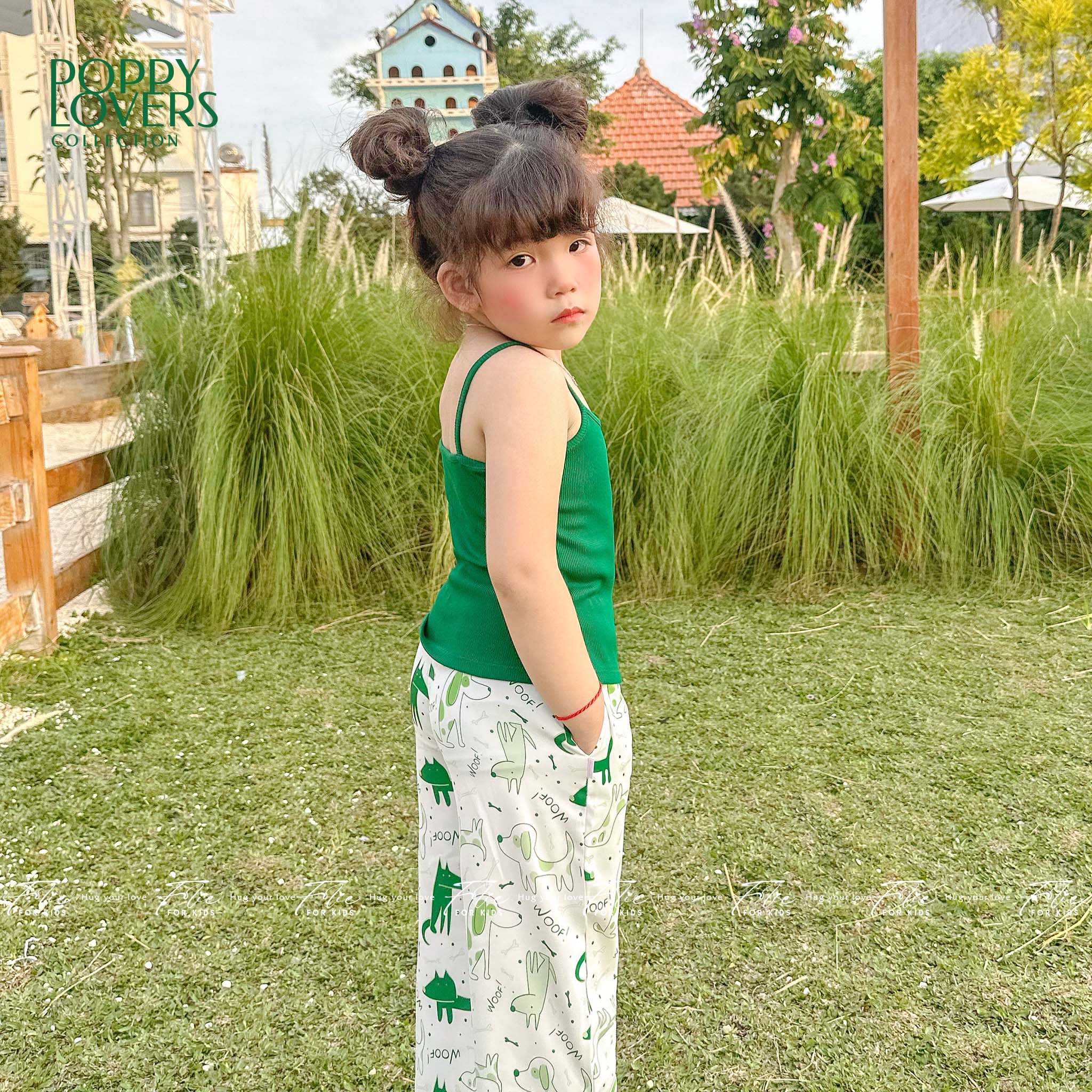 Bộ mặc nhà cho bé FKLA8Q3.9 xanh lá 