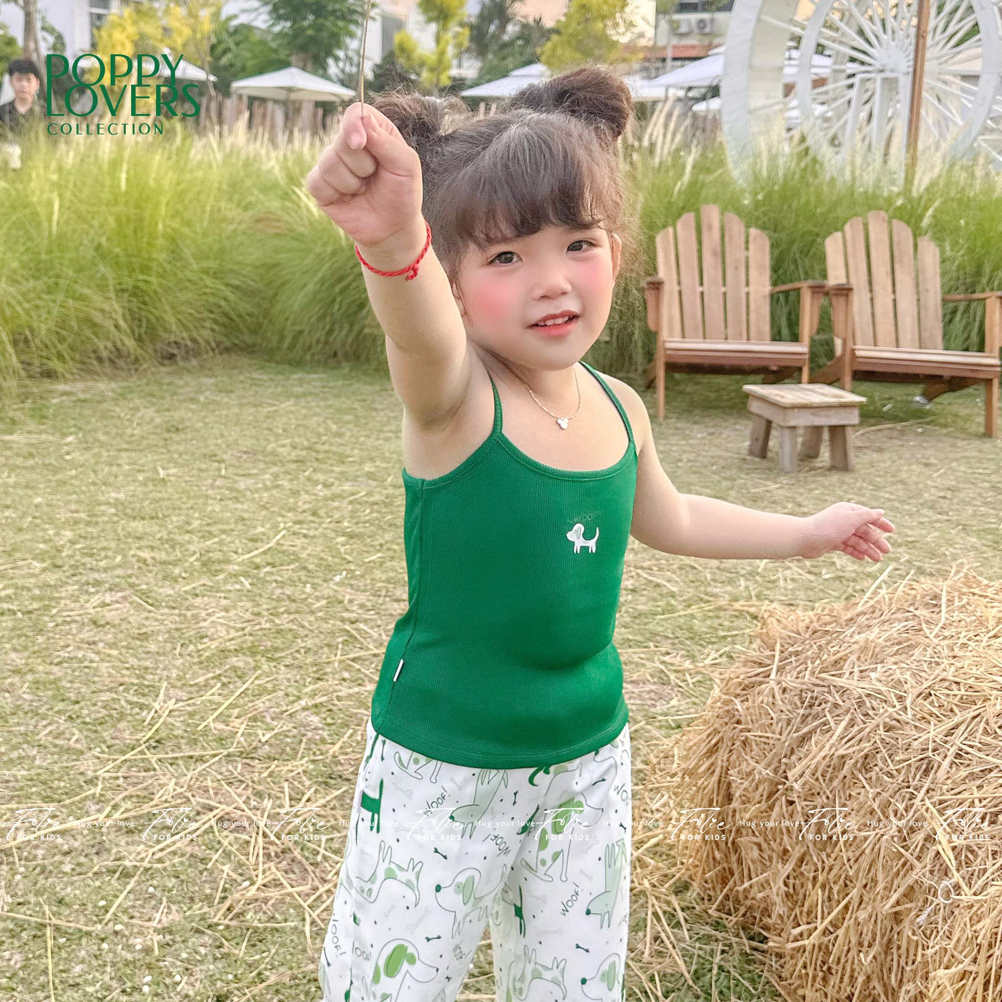 Bộ mặc nhà cho bé FKLA8Q3.9 xanh lá 