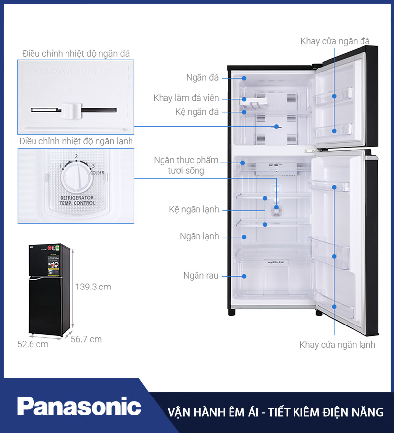 Tủ lạnh Panasonic Inverter 188 lít NR-BA229PKVN