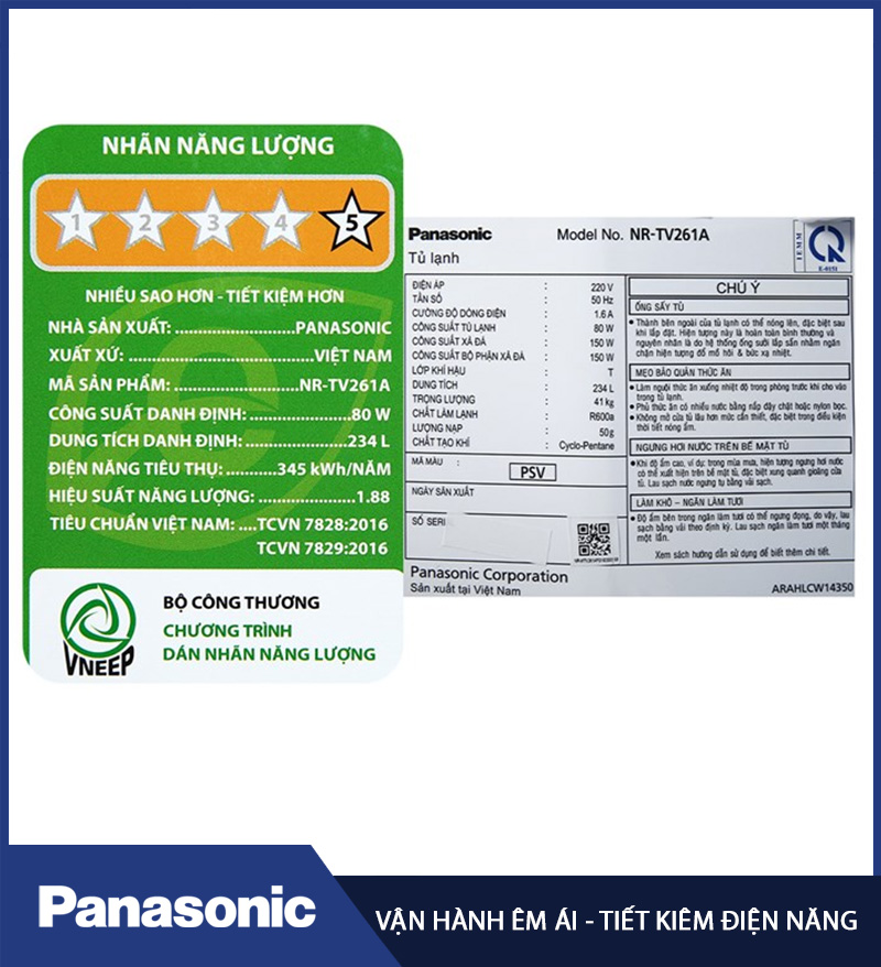 Tủ lạnh Panasonic Inverter 234 lít NR-TV261APSV