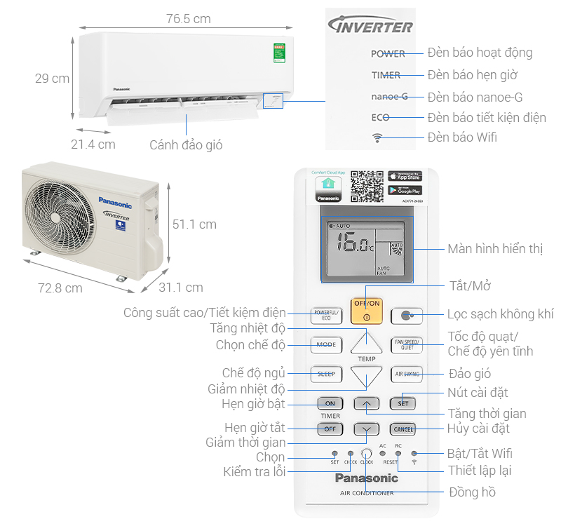 Máy lạnh Panasonic Inverter 1 HP RU9CKH-8D
