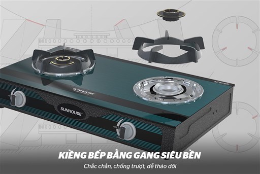 Bếp gas dương kính SUNHOUSE SHB3339-SG