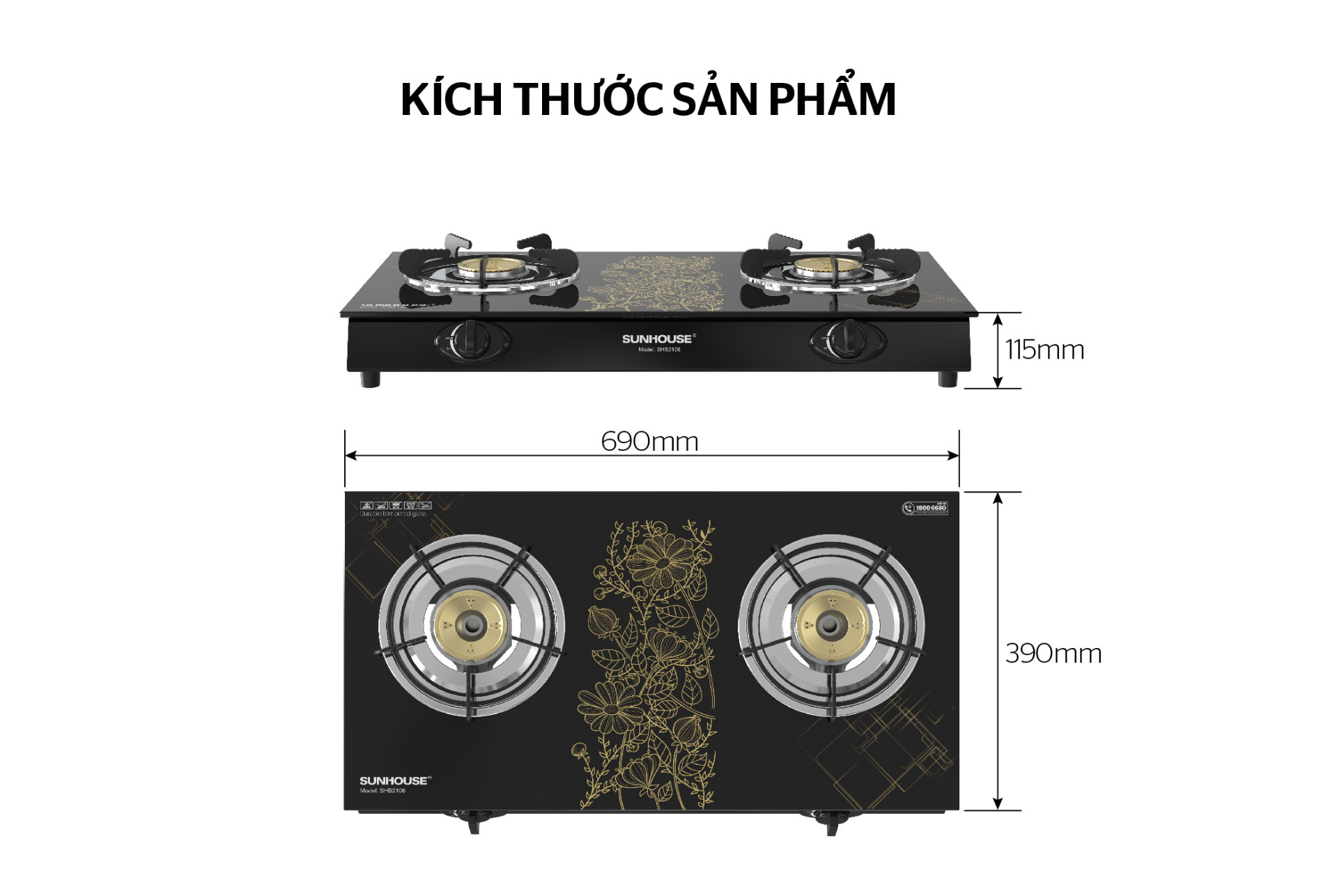 BẾP GAS SUNHOUSE SHB2106