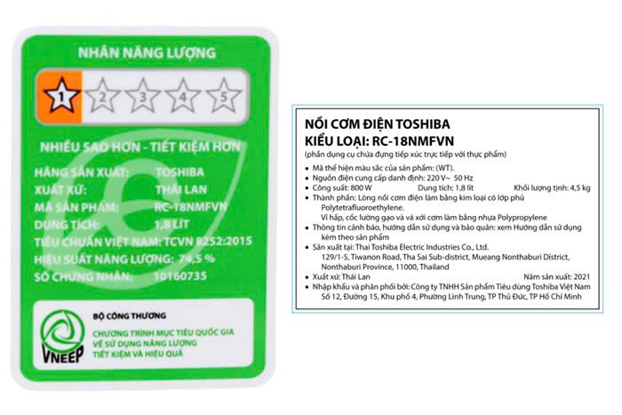 Nồi cơm điện tử TOSHIBA 1.8L RC-18NMFVN(WT)
