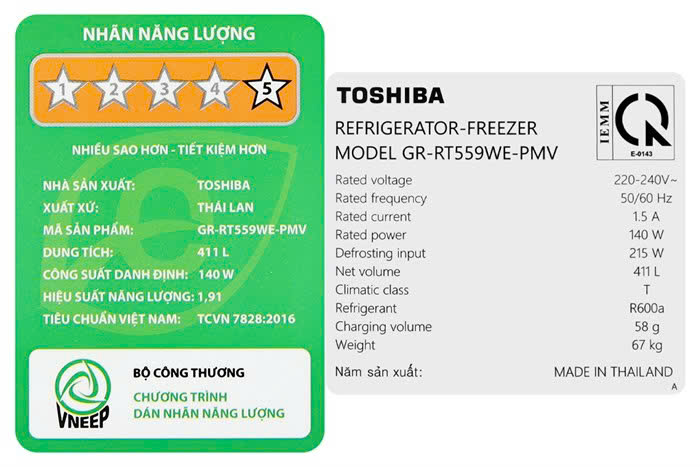 Tủ lạnh Toshiba Inverter 338L GR-RT468WE-PMV(58)-MM
