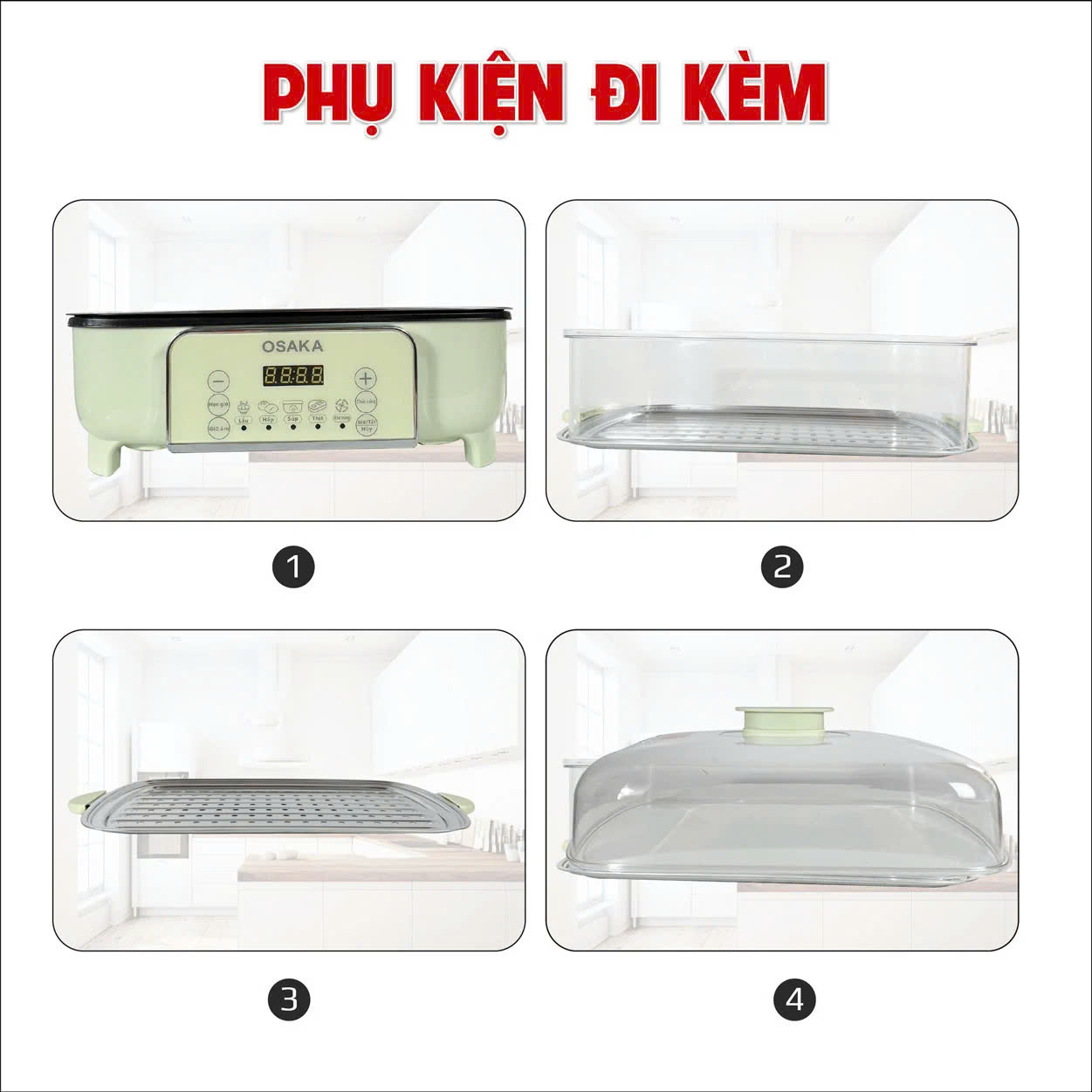 Nồi lẩu hấp đa năng OSAKA lẩu 4.5L + hấp 24L MP-888