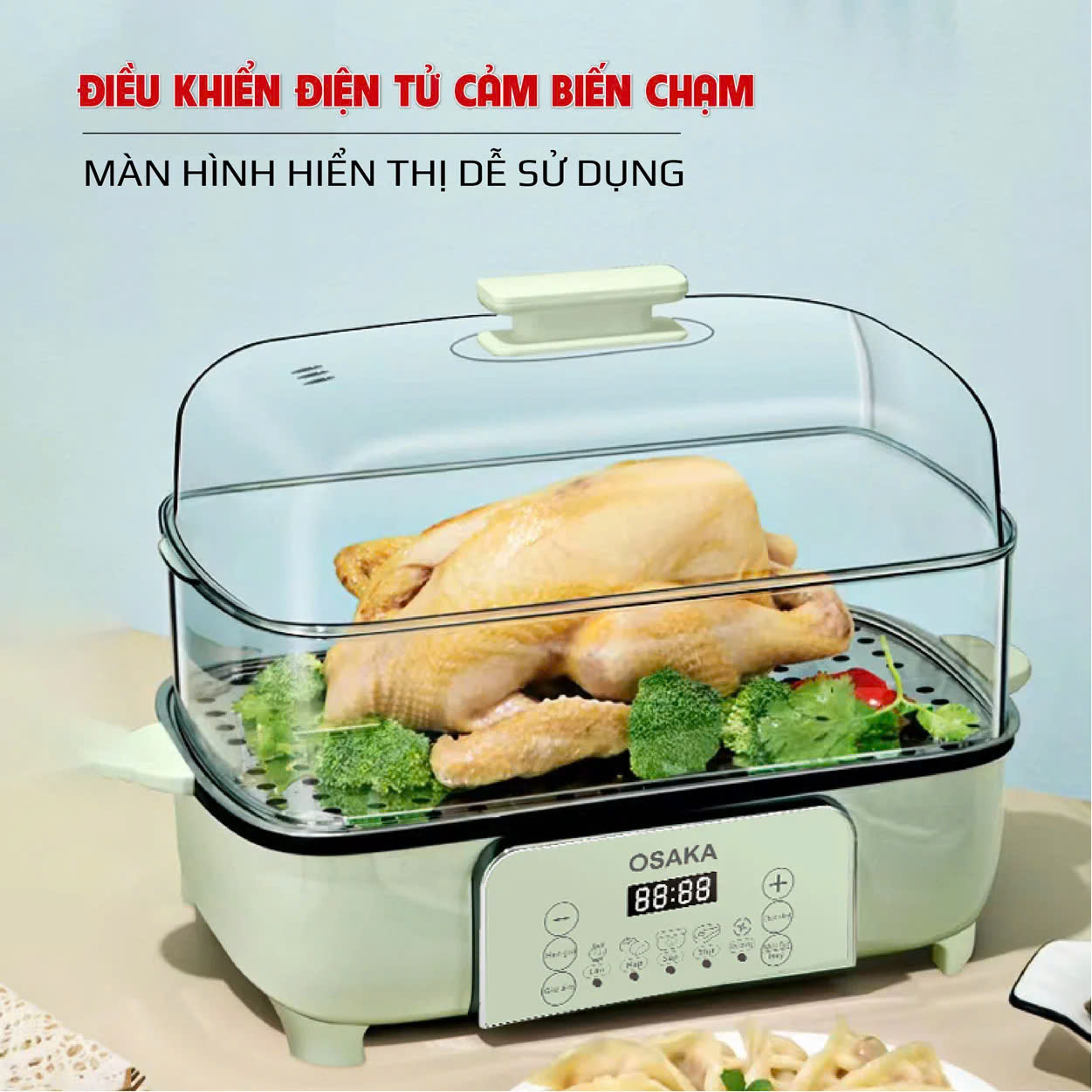 Nồi lẩu hấp đa năng OSAKA lẩu 4.5L + hấp 24L MP-888