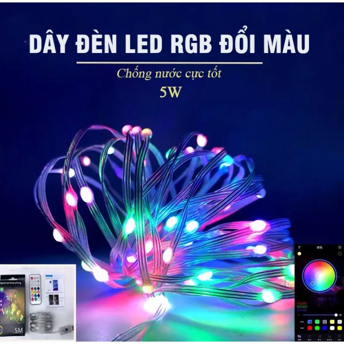 Đèn led RGB đuổi màu, led giọt lệ 10m chống nước cảm biến âm thanh