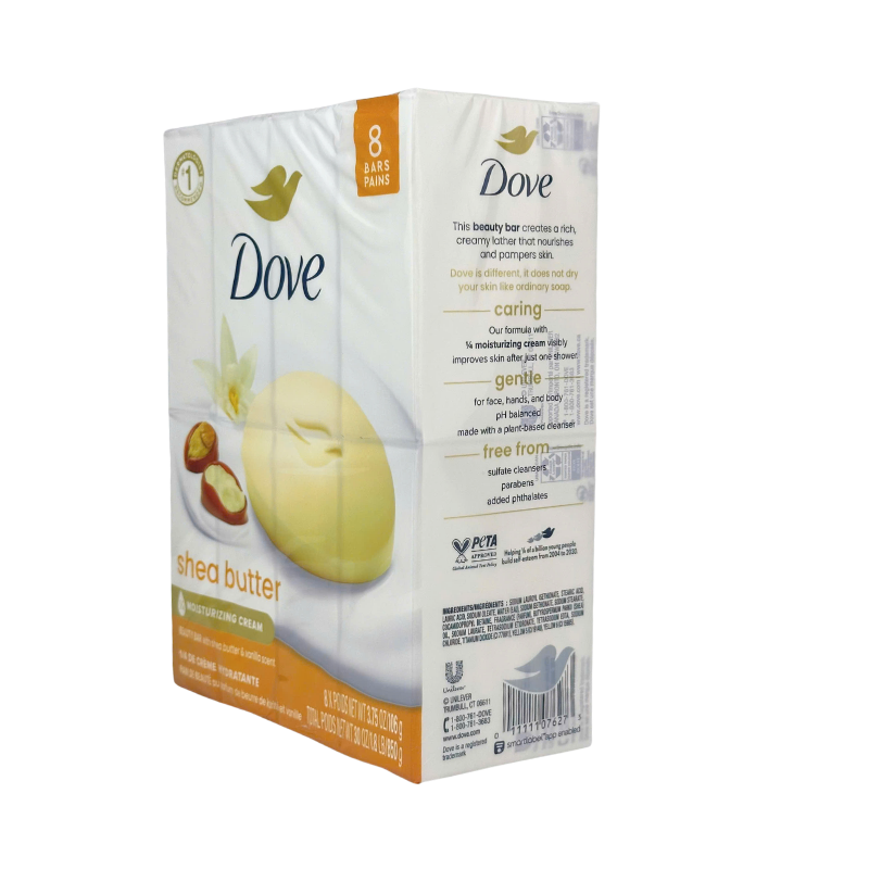 Dove Bar Soap Nourishing Care Shea Butter  8 Bars 30oz