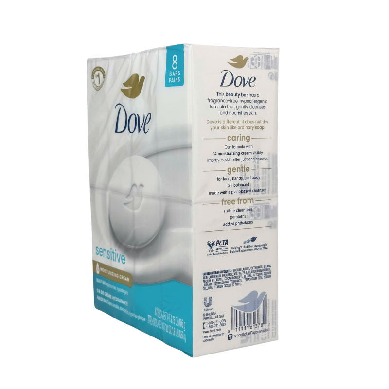 Dove Beauty Bar Soap Sensitive Skin 8 Bars 30oz