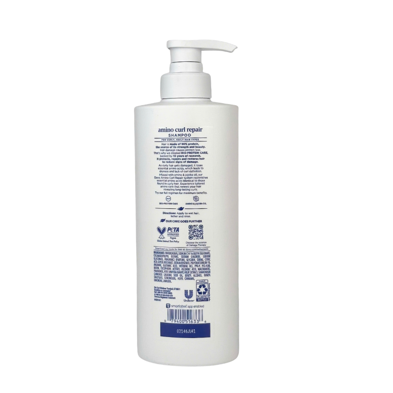 Dove Shampoo Amino Curl Repair With Pump 18oz