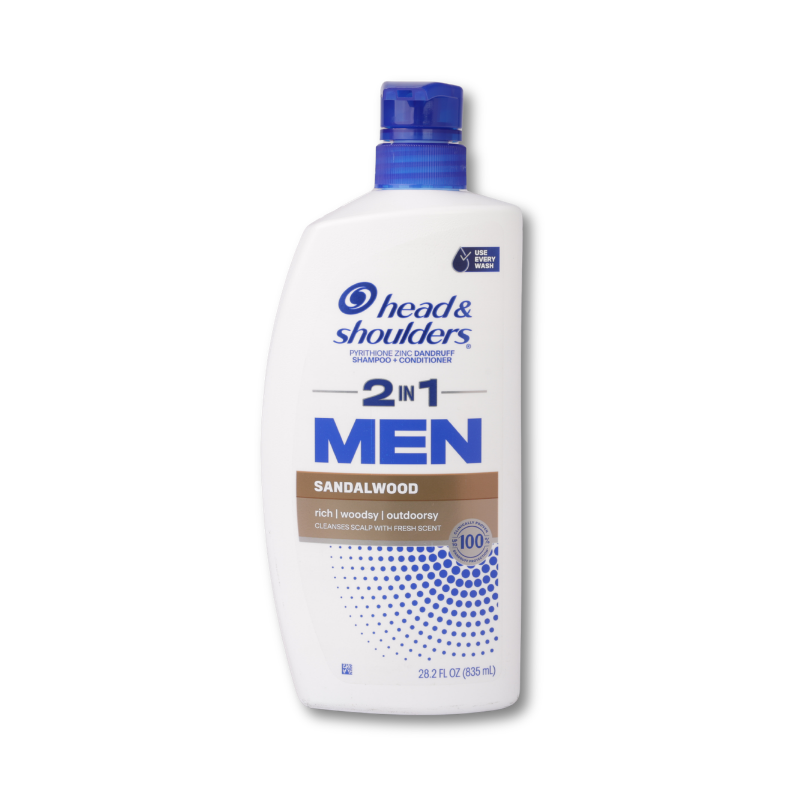 Head & Shoulders Mens 2 in 1 Dandruff Shampoo & Conditioner Sandalwood, 28.2 oz