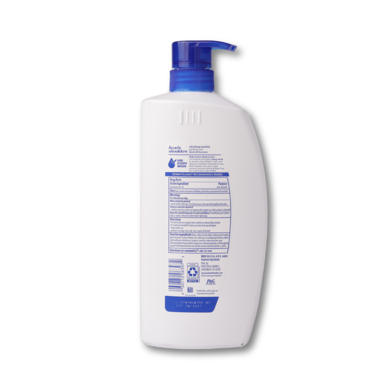 Head & Shoulders Mens Dandruff Shampoo Refreshing Menthol, 28.2 oz