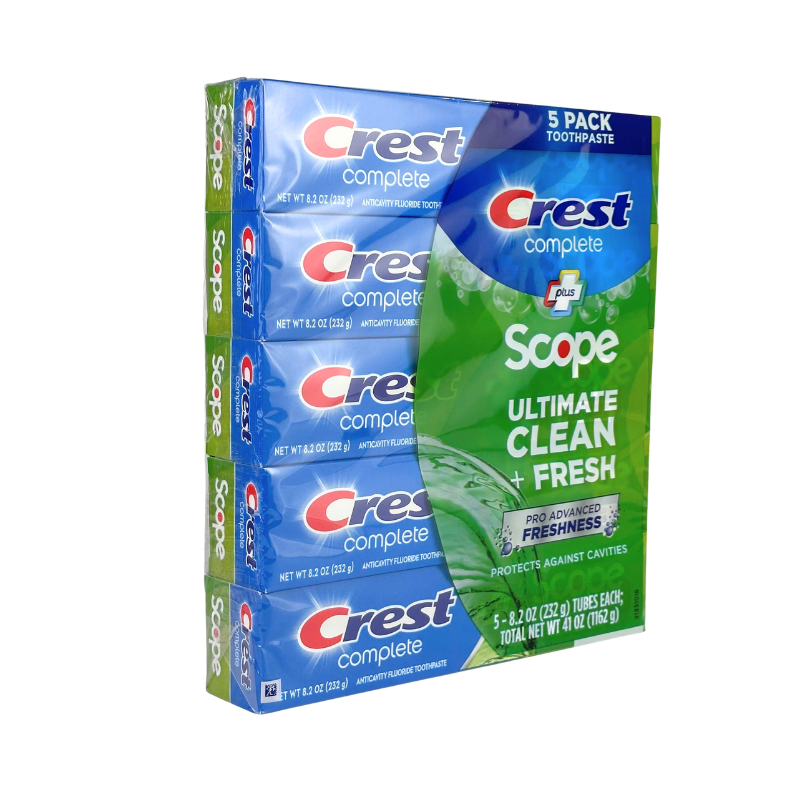 Crest Complete + Scope Advanced Active Foam Toothpaste, 8.2oz, 5-pack