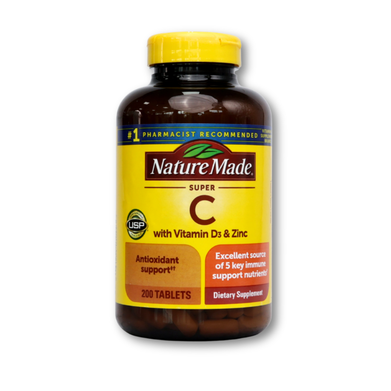 Nature Made Super C with Vitamin D3 and Zinc, 200 Tablets