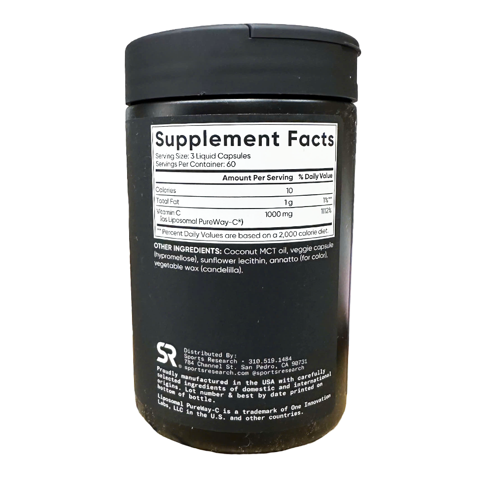 Sports Research Vitamin C Liposomal, 1000 mg, 180 Veggie Capsules