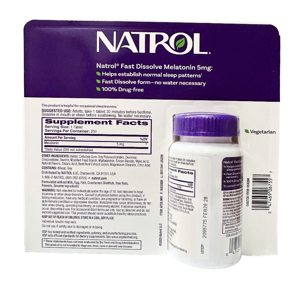 Natrol Melatonin 5 mg Fast Dissolve Tablets, 250 Tablets