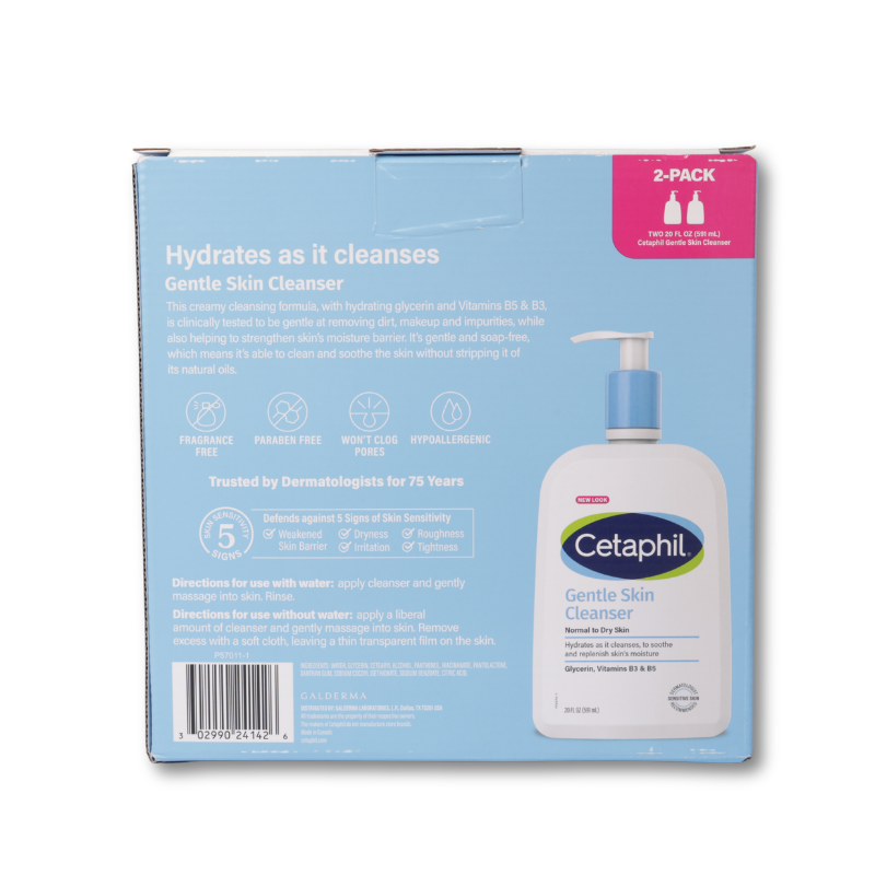 Cetaphil Gentle Skin Cleanser, Normal To Dry Skin, 20 fl oz, 2-Count