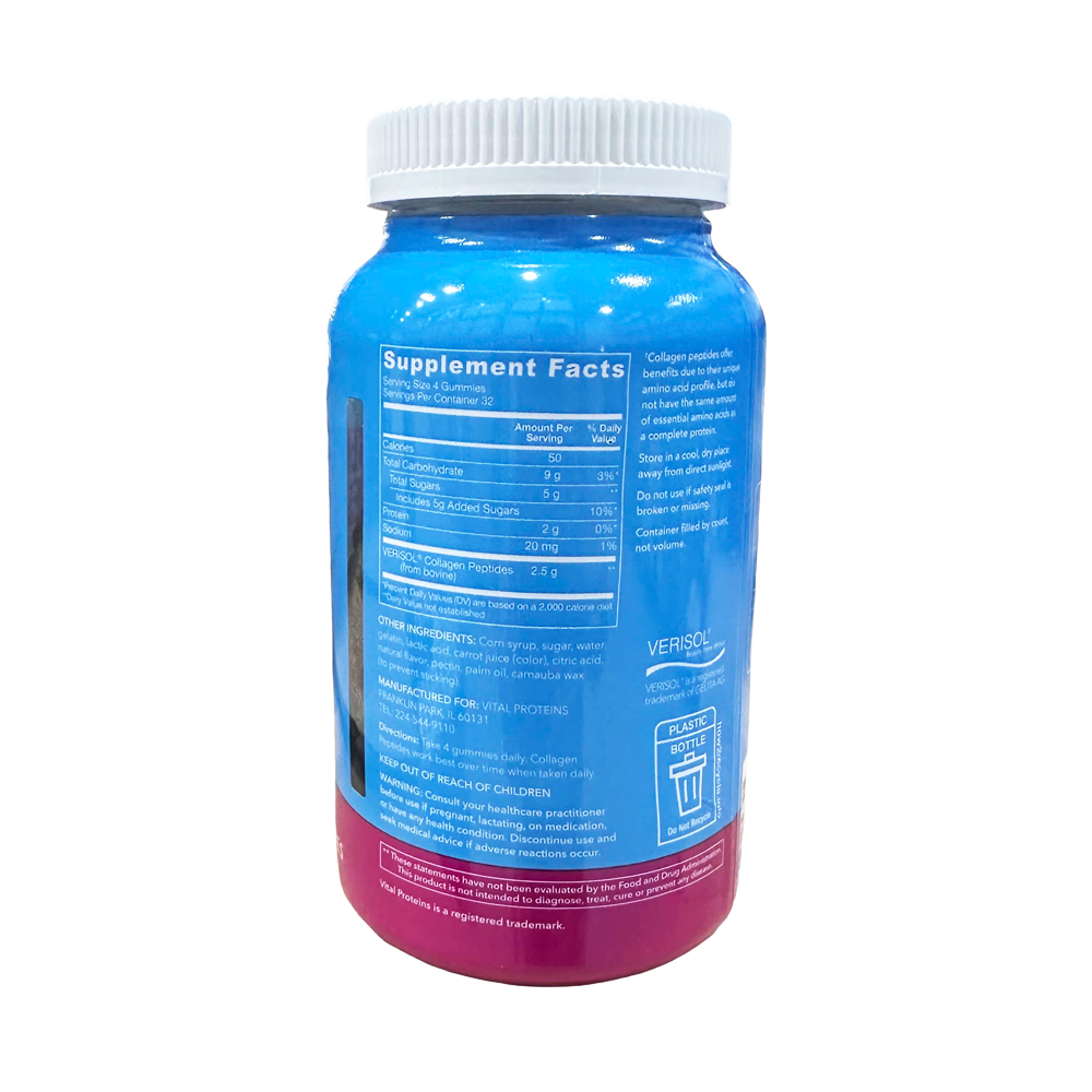Vital Proteins Collagen Gummies, Raspberry 2/128 Count
