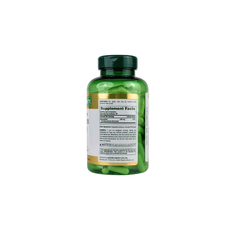 Nature's Bounty Magnesium Glycinate 240 mg, 180 Capsules