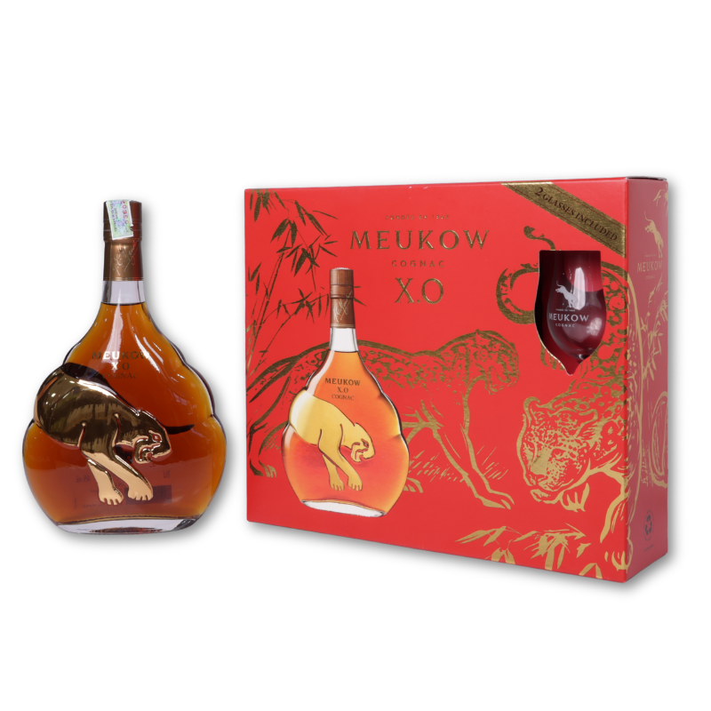Meukow Cognac XO Gift Set, 2 Glasses 70cl