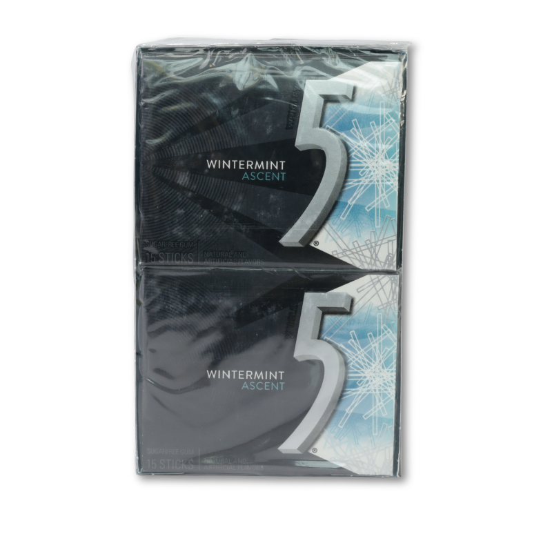 5 Gum Sugar Free Chewing Gum, Wintermint Ascent, 15 Sticks, 10ct