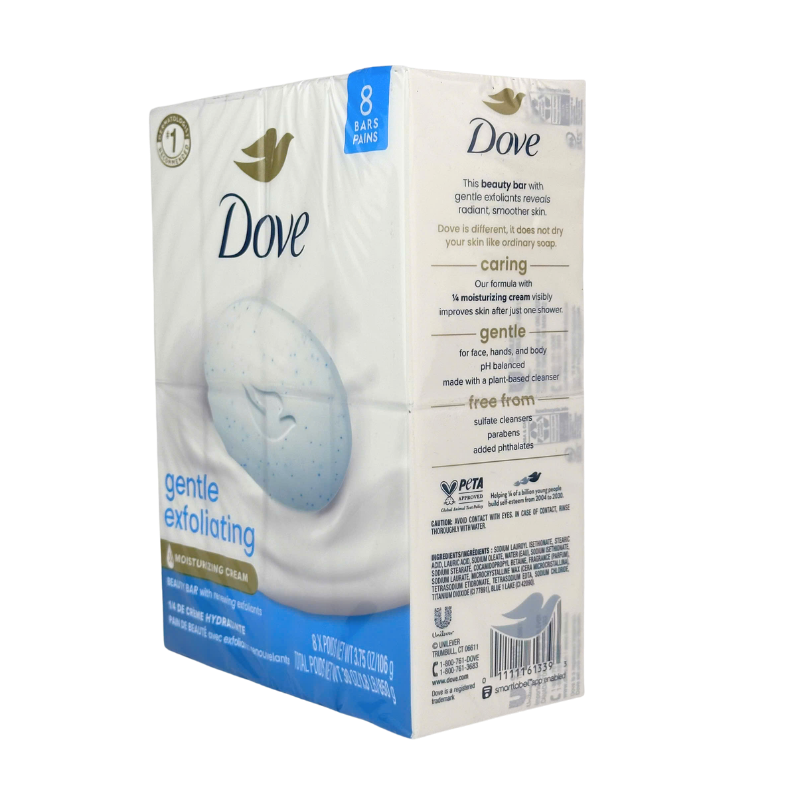 Dove Beauty Bar Soap Exfoliating 8 Bars 30oz