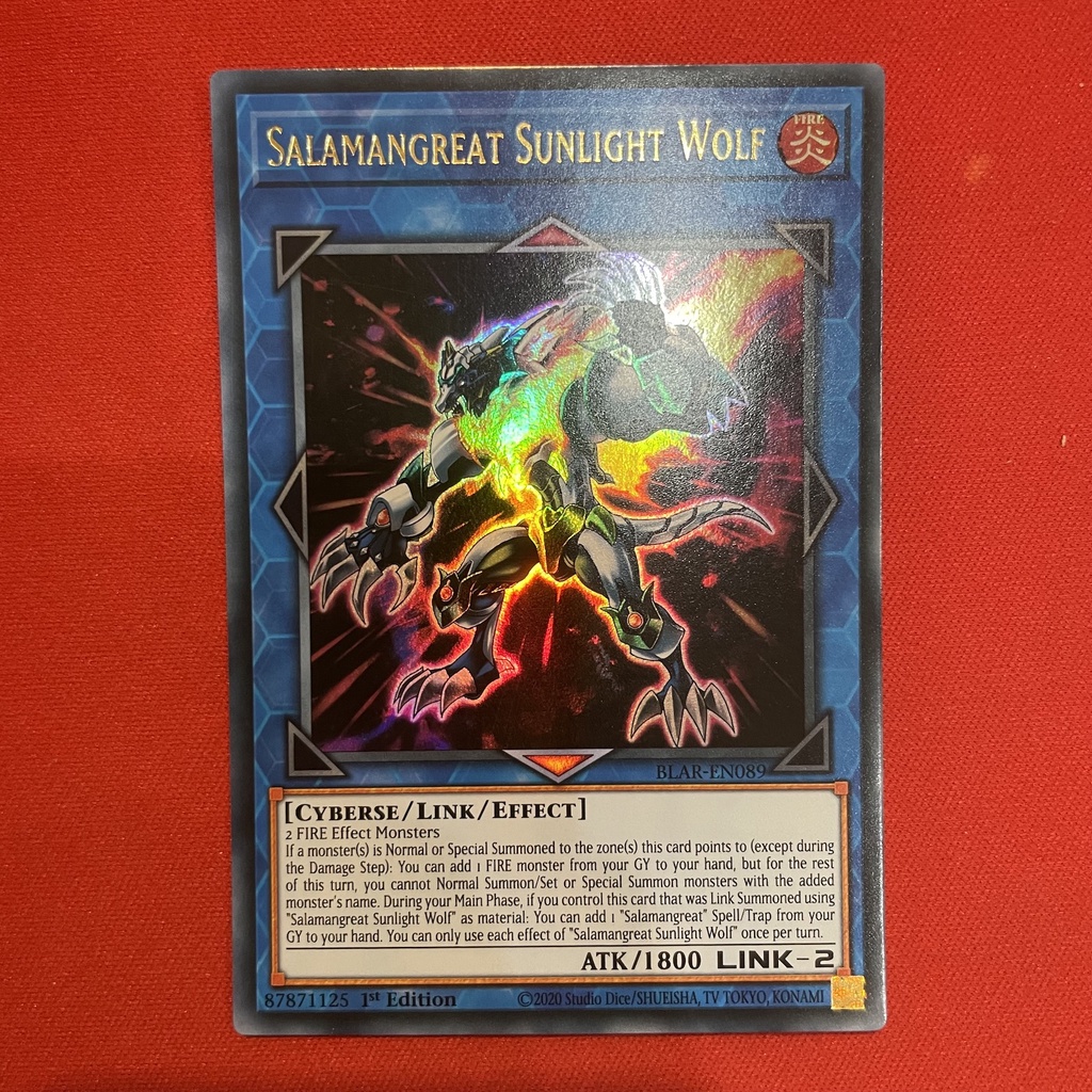 Yu-Gi-Oh! Card - Salamangreat Sunlight Wolf (BLAR-EN089) - Ultra Rare, Near Mint/Mint Condition Yu-Gi-Oh! Card - Salamangreat Sunlight Wolf (BLAR-EN089) - Ultra Rare, Near Mint/Mint Condition