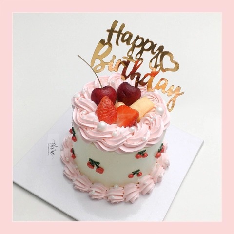 Bánh mini trang trí dâu tây - Bánh kem bơ mini 10-12cm