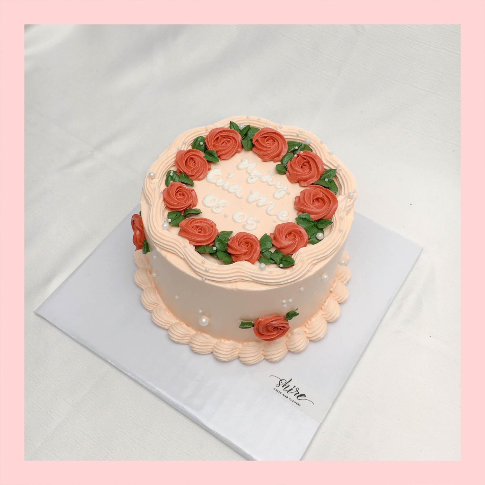 Bánh mini vẽ hoa - Bánh kem bơ mini 10-12cm