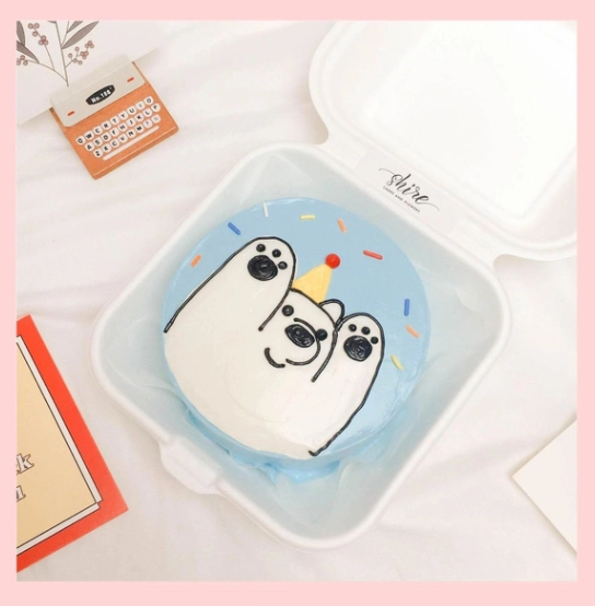 Mini Bento hình gấu dễ thương - Bánh kem bơ mini hộp bã mía
