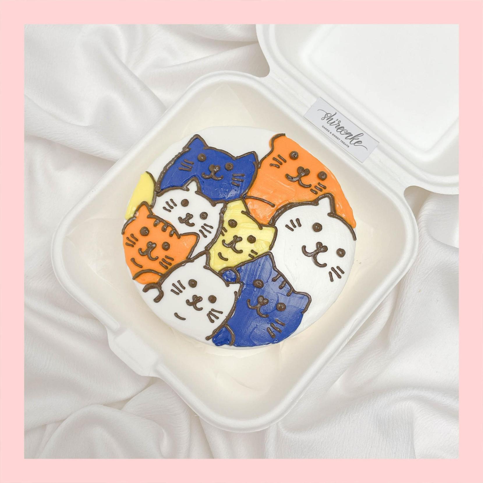 Mini Bento hình mèo dễ thương - Bánh kem bơ mini hộp bã mía