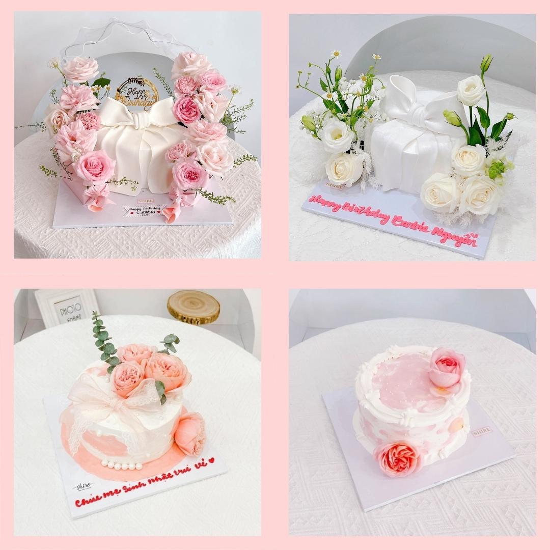 Bánh kem trang trí hoa tươi - Bánh kem sinh nhật cho nữ