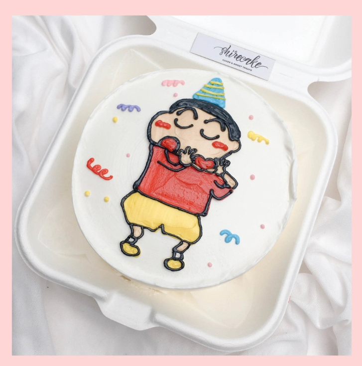 Mini Bento vẽ người - Bánh kem bơ mini hộp bã mía