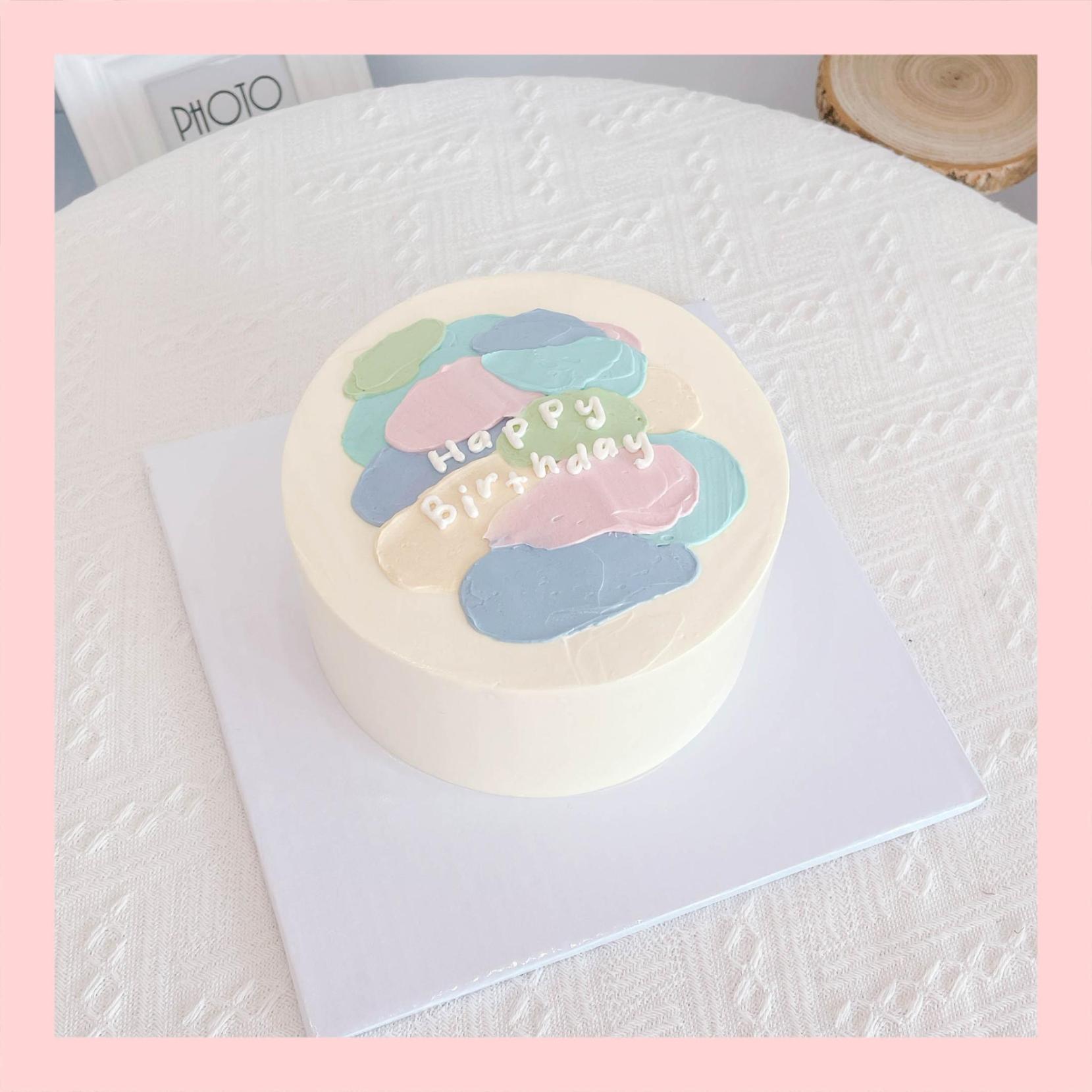 Bánh kem vẽ màu pastel style Hàn - Bánh kem sinh nhật