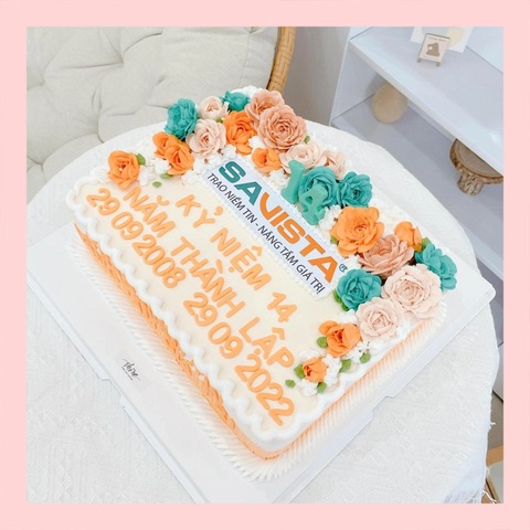 Bánh kem 1 tầng theo logo doanh nghiệp/công ty