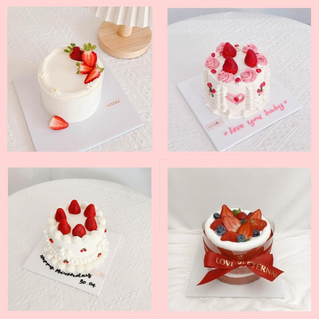 Bánh mini trang trí dâu tây - Bánh kem bơ mini 10-12cm