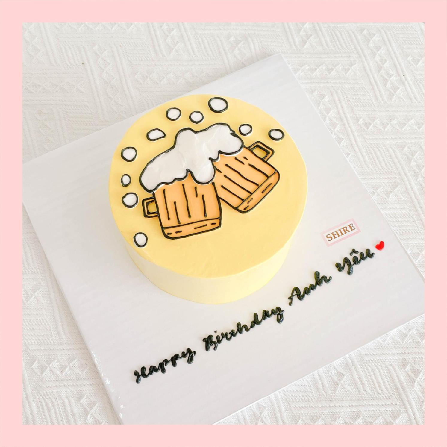 Bánh kem trang trí rượu bia - Bánh kem sinh nhật cho nam