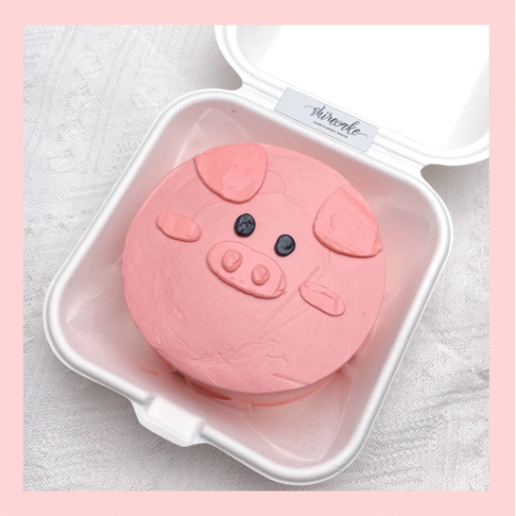 Mini Bento hình heo dễ thương - Bánh kem bơ mini hộp bã mía