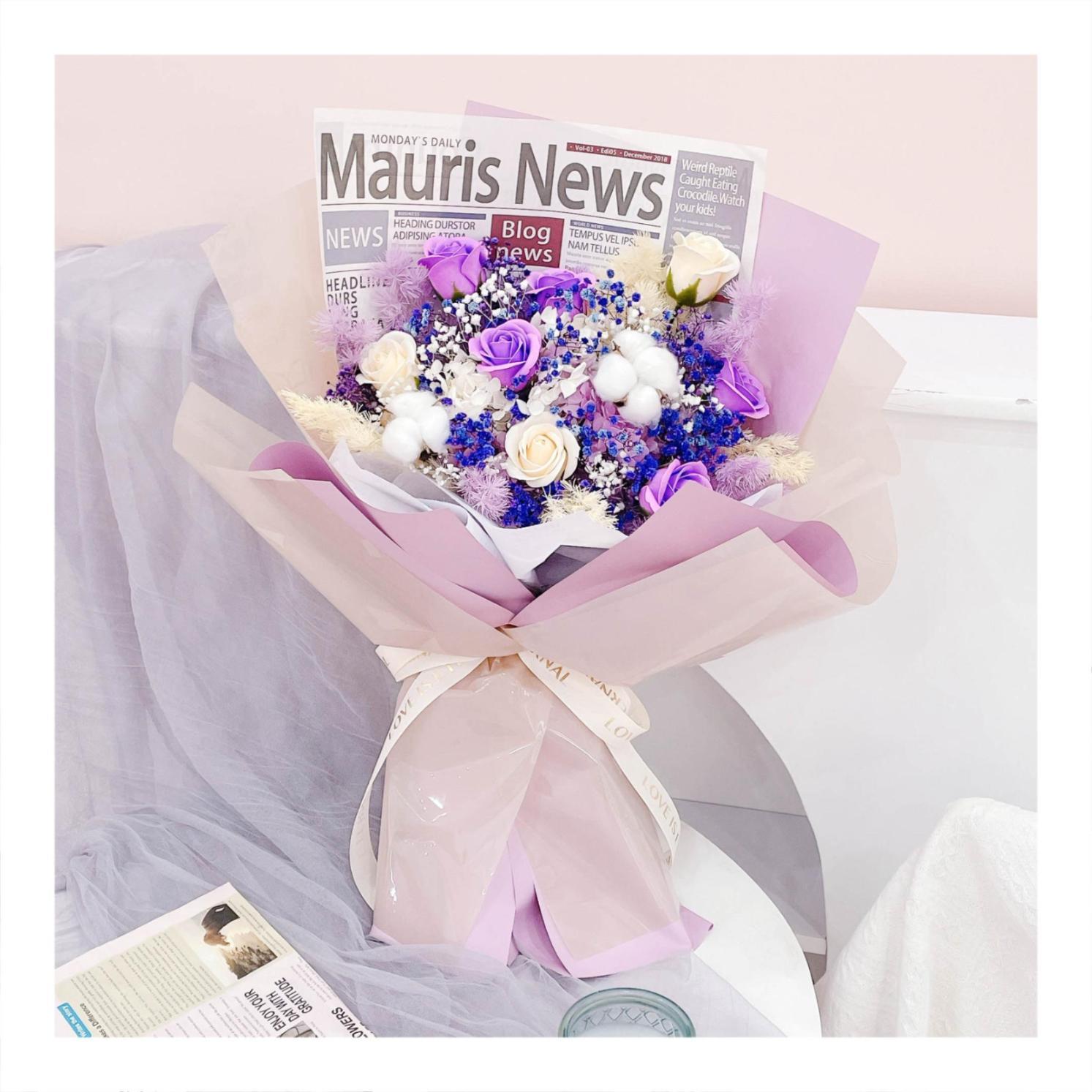 Hoa khô/Hoa bất tử size lớn tone màu tím