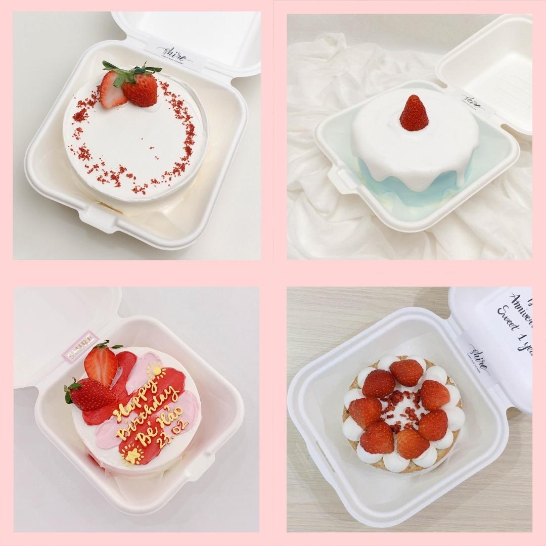 Mini Bento dâu tây - Bánh kem bơ mini hộp bã mía