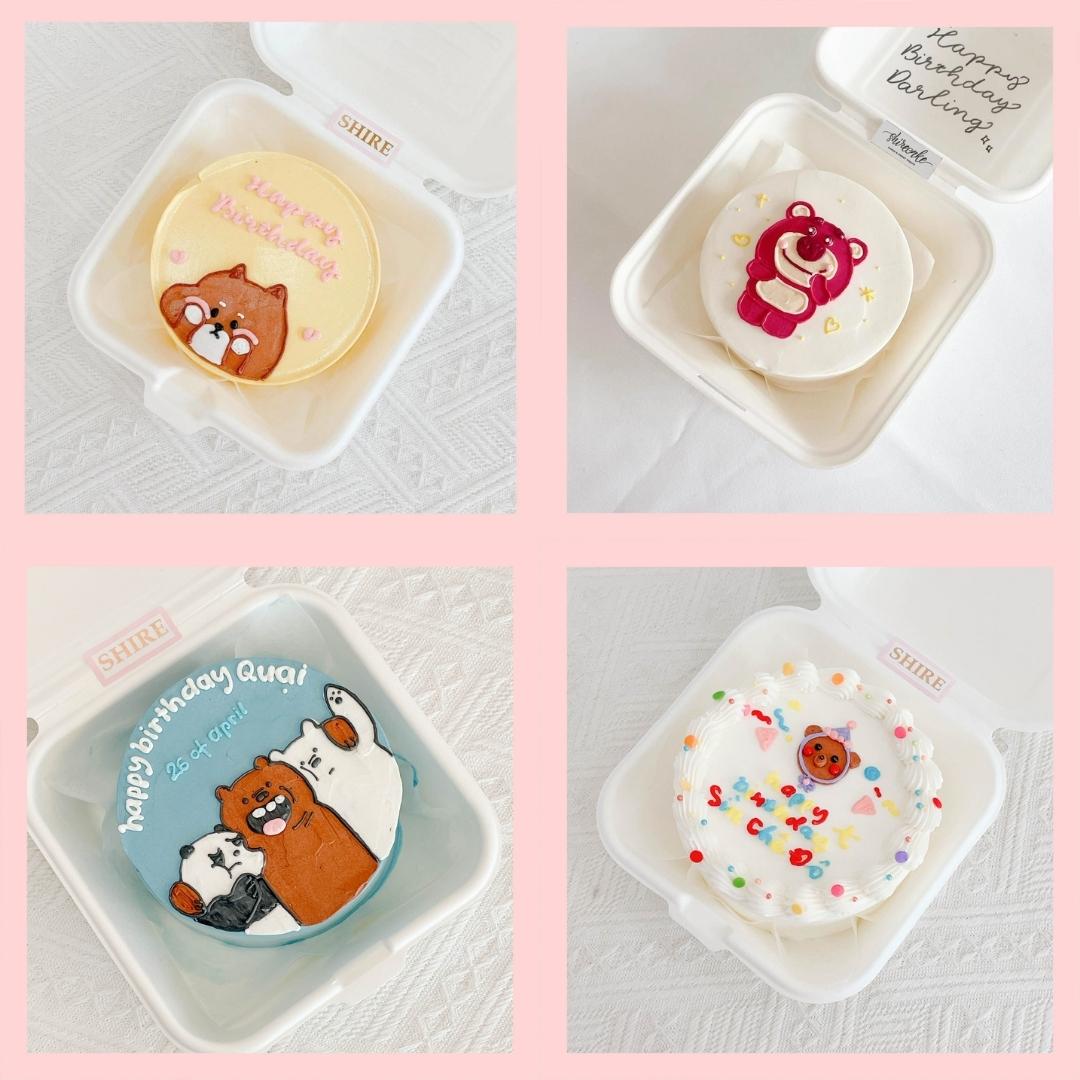 Mini Bento hình gấu dễ thương - Bánh kem bơ mini hộp bã mía