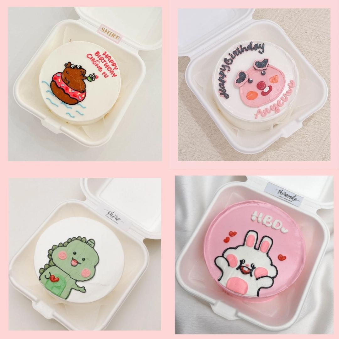 Mini Bento hình động vật dễ thương - Bánh kem bơ mini hộp bã mía