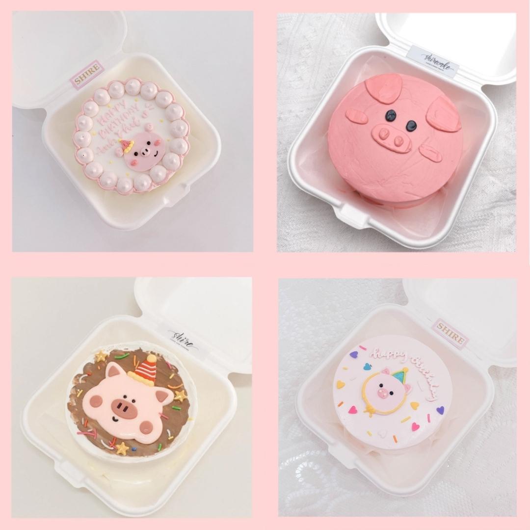 Mini Bento hình heo dễ thương - Bánh kem bơ mini hộp bã mía