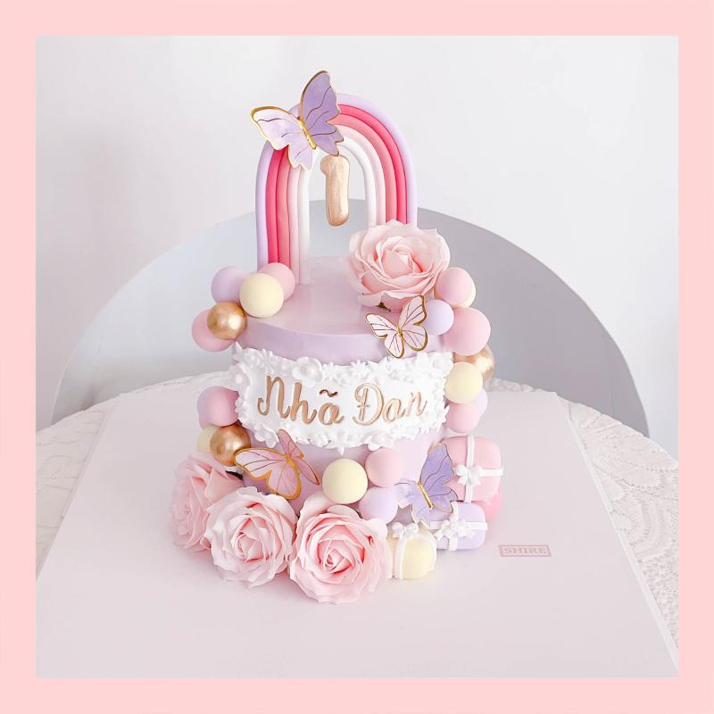 Bánh kem tạo hình cầu vồng cho bé gái- Bánh kem fondant