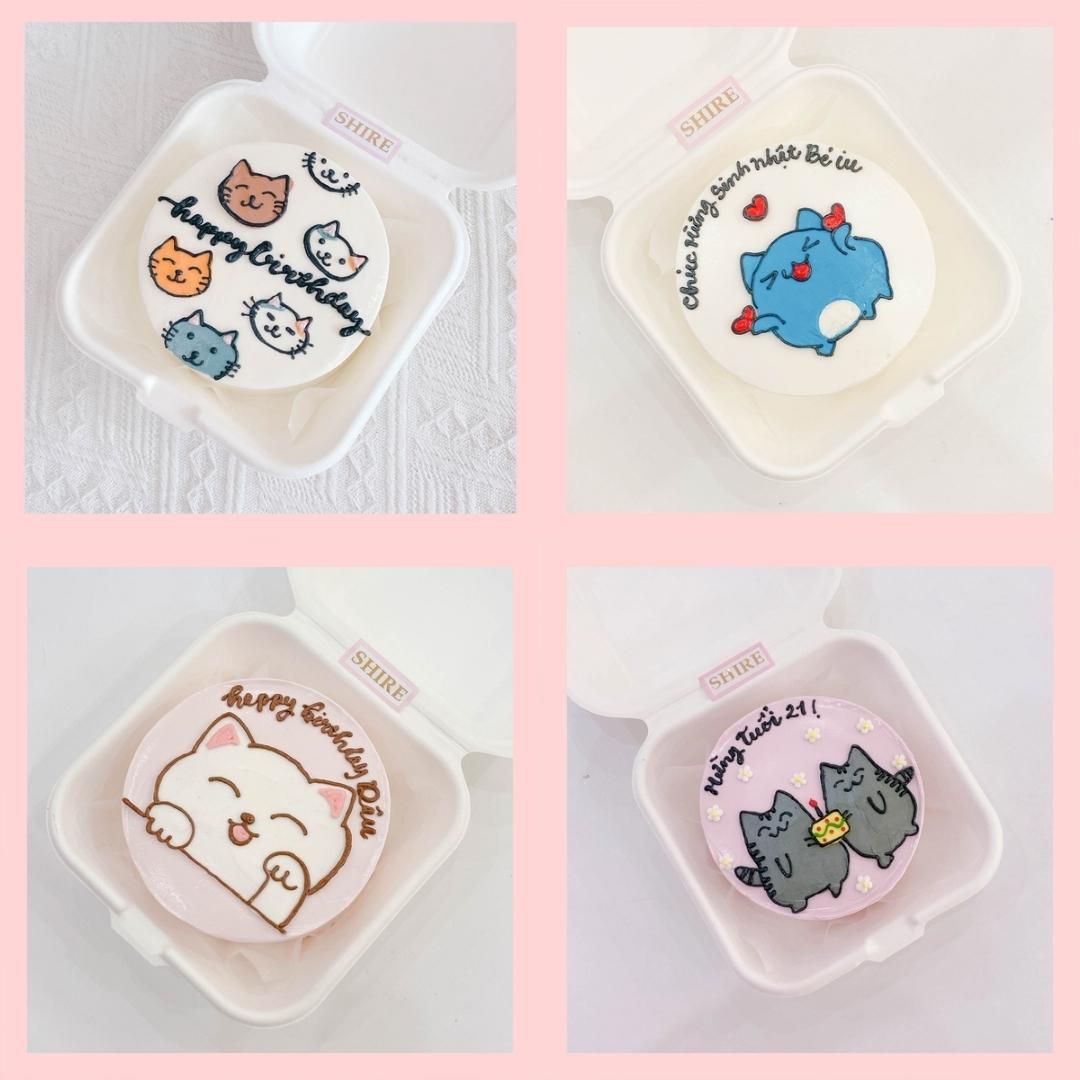 Mini Bento hình mèo dễ thương - Bánh kem bơ mini hộp bã mía