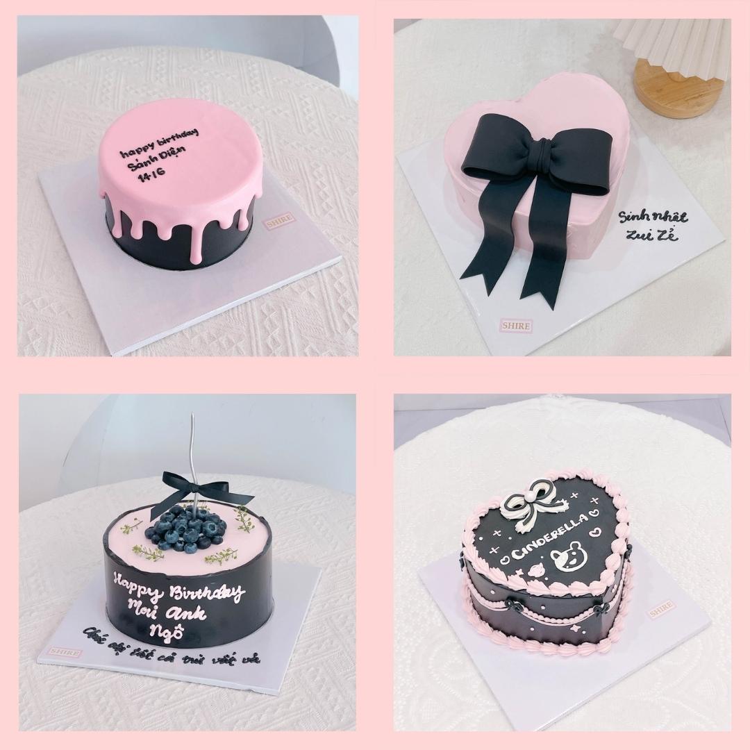 Bánh kem tone hồng đen - Bánh kem sinh nhật
