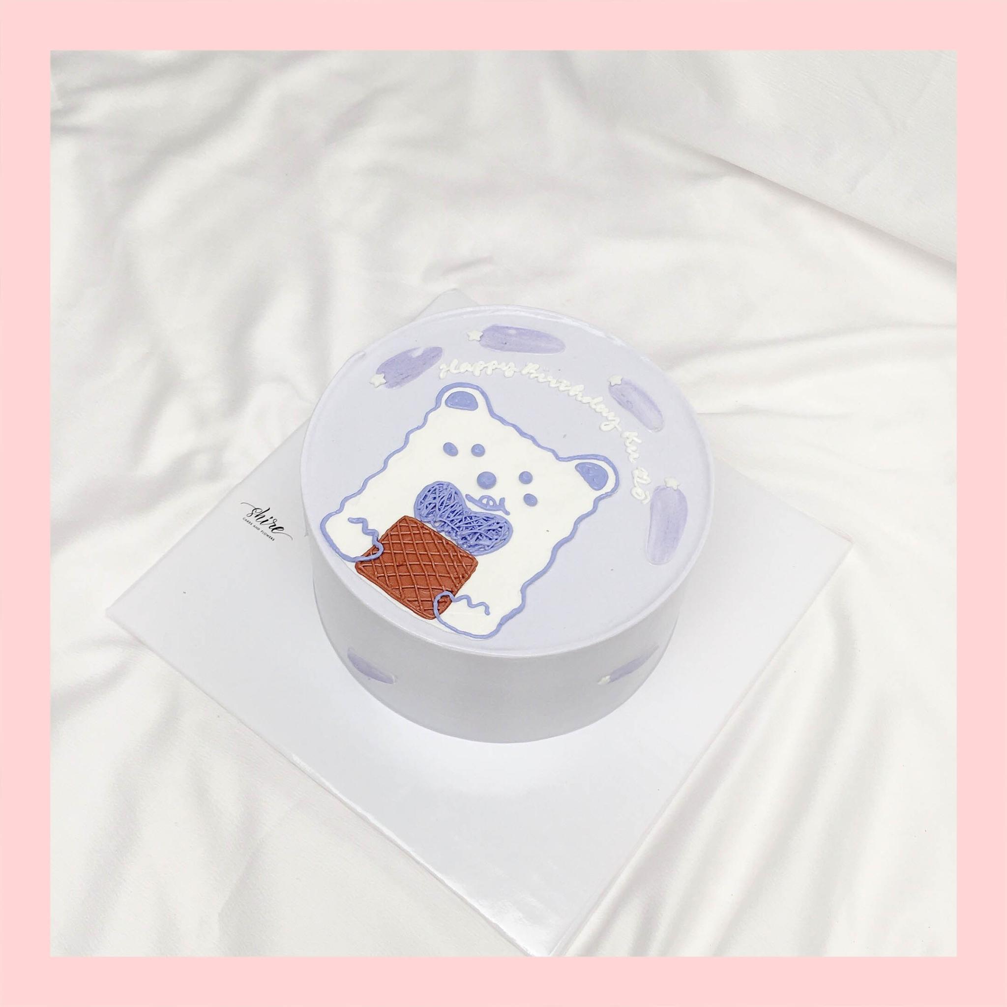 Bánh vẽ hình con gấu dễ thương - Bánh sinh nhật trẻ em