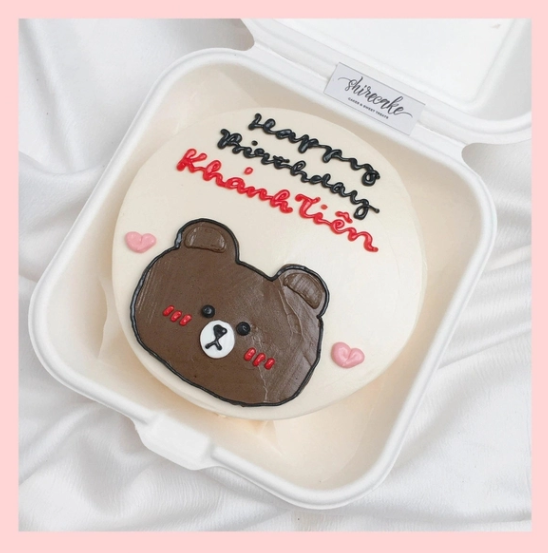 Mini Bento hình gấu dễ thương - Bánh kem bơ mini hộp bã mía