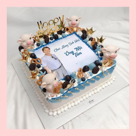 Bánh kem 1 tầng theo logo doanh nghiệp/công ty